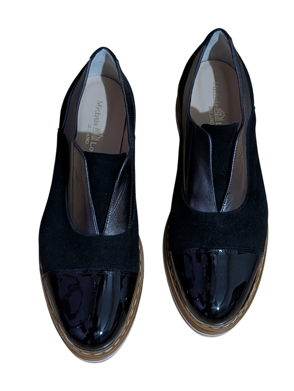 Michele Lopriore Joa Suede Sneaker in black, featuring a glossy pattern
